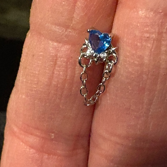 Nose Ring- 20G Blue Nose Stud. Surgical Steel L Shaped, Blue heart shaped nwt - Picture 8 of 8